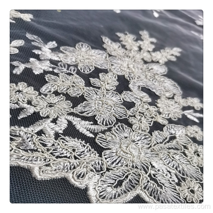 Nigerian French white bridal lace fabric