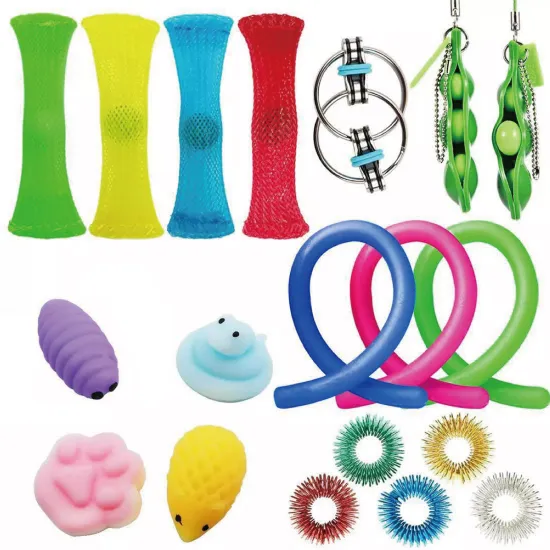 Amazon's Topselling Toy Collection: Stress Relief, Stretchy Strings, Squeeze Soybeans, and Sensory Fidget Toy Set for Kids