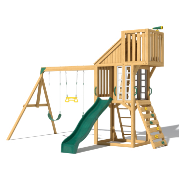 Wooden Adventure Playground Toy: Swings, Bridge, and Slide Set for 7 Year Olds
