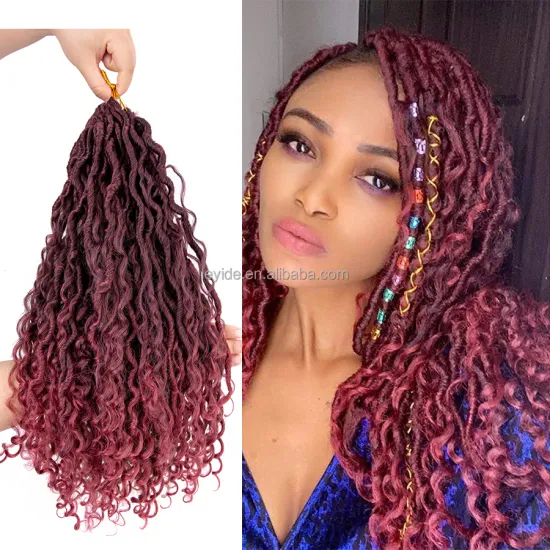 Alileader 14Inch 18Inch Messy Goddess Locs River Faux Locs Curly Crochet Braid Twist Synthetic Synthetic Braiding Hair Extension