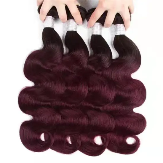 Wholesale Cuticle Aligned Hair Body Wave #99J Wine Colored Weave Hair Bundles