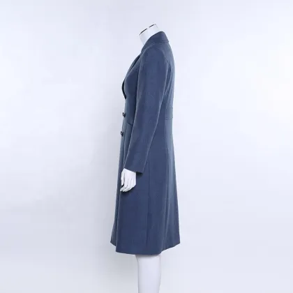 Superior Quality long overcoat women top brand winter dark blue wool coat long women