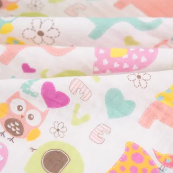 Custom Digital Printing Double Layer Gauze Muslin Fabric 100% Cotton for Dresses