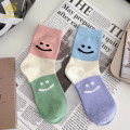 학생들을위한 한국 만화 스마일 페이스 양말