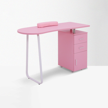 Modern Pink Nail Tech Desk - Wooden MDF Manicure Table for Salons