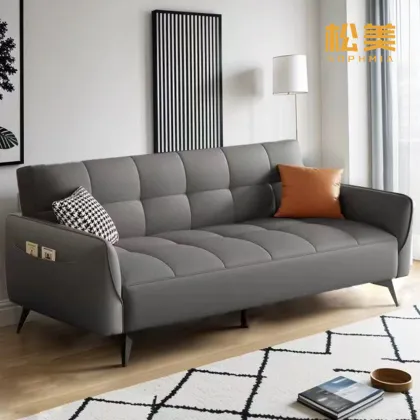 Rechargeable Cat-Scratch Resistant Leather Folding Sofa Bed