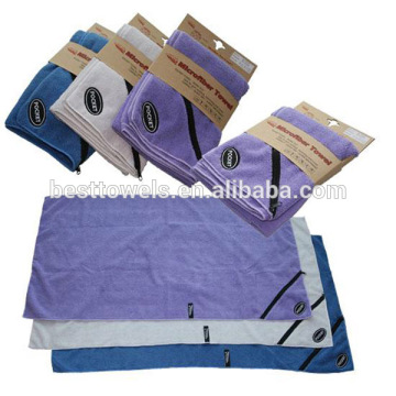 cheap personaliezed microfiber gym towels with zip pocket