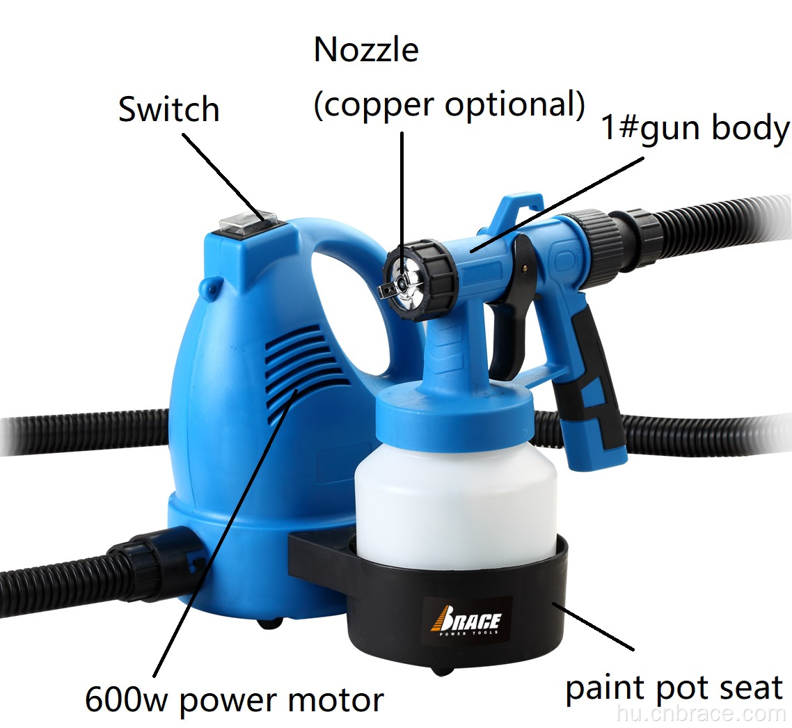 600W 800 ml HVLP osztott levegő nélküli festékpermet pisztoly