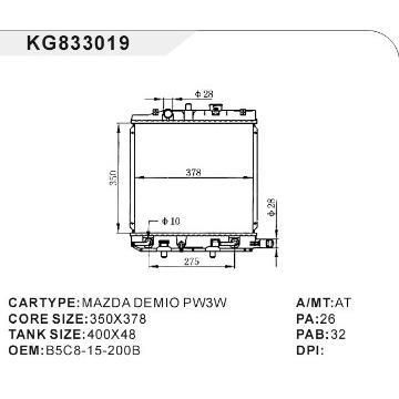 auto radiator car:MAZDA DEMIO PW3W OEM:B5C8-15-200B