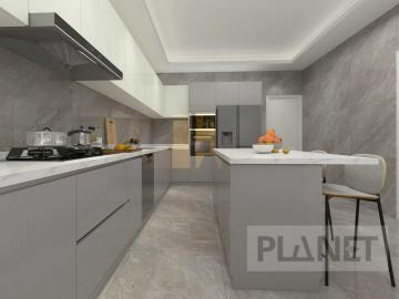 Custom matt grey home kitchen cabinets with island