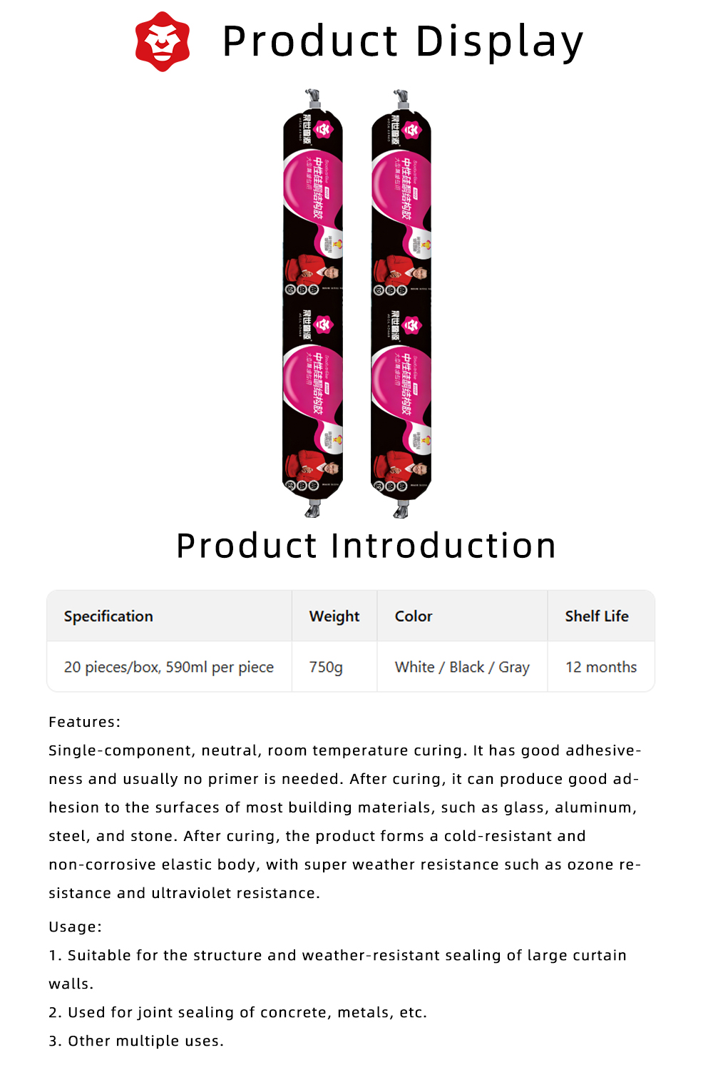 Neutral Silicone Structural Adhesive 9900 x
