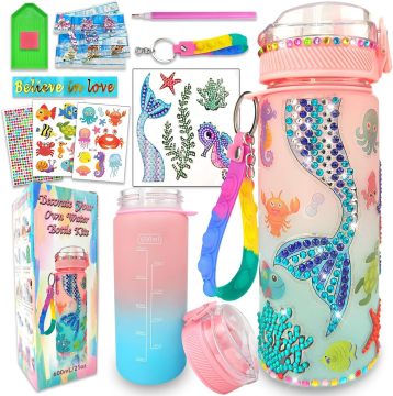 DIY Children's Handmade Water Cup Toy with Crystal Sticker Diamond Painting - Girl Gift Water Bottle