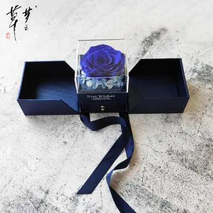 Custom Acrylic Eternal Rose Ring Flower Box with Drawer