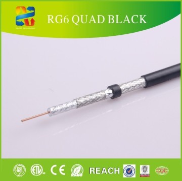 500ft CABLE TV BLACK COAXIAL RG6 CABLE 18AWG 500' reel cctv/catv cable,catv coaxial cable rg6,RG6 Quad shield CE,ROHS,REACH ,ETL