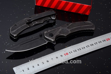 4.5" Speedsafe Assisted Flipper Black Blackwash Stainless Folding Framelock Pocket Knife with Clip
