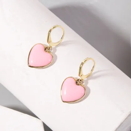 Enamel Heart Shaped Tai Chi Yin Yang Earrings in INS Style: Black, Pink, Blue, Green, and Orange Jewelry for Women