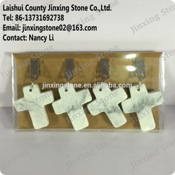 Cross Marble Tablecloth Weight Grey Set of 4 Decorative Stone Table Cloth Clips