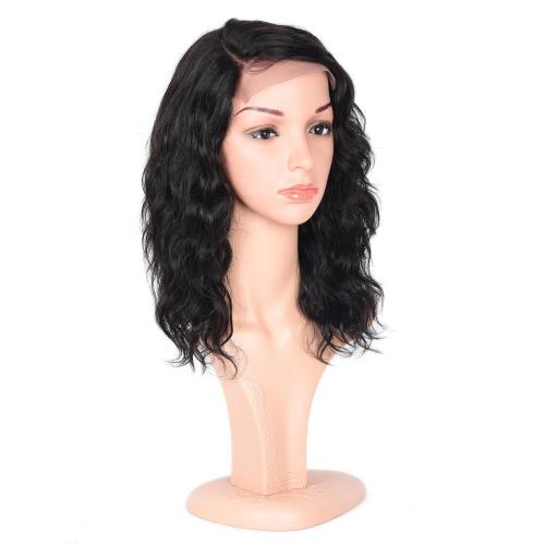 100% NATURAL VIRGIN REMY HUMAN HAIR WAVY LACE FRONT WIG