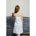 White satin nightdress with point print for women