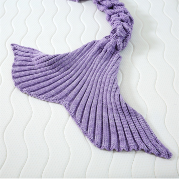 Cobertor tricotado à mão com escama de peixe e sereia