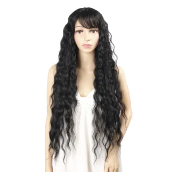 Wholesale new wigs with no Lace curly hair for woman machine made super soft fiber long wig girl hair cheap synthetic wigs
