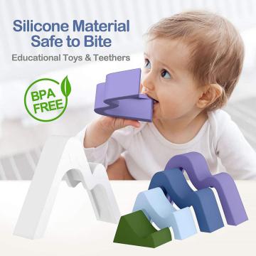 Blocos de empilhamento de arco -íris de silicone para crianças pequenas