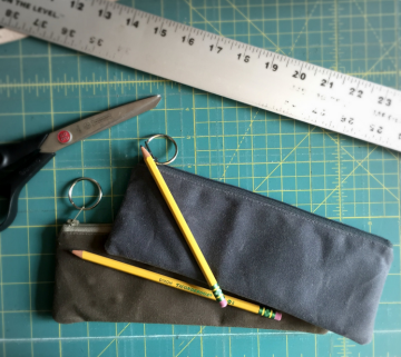 Small waxed canvas zipper pencil pouch
