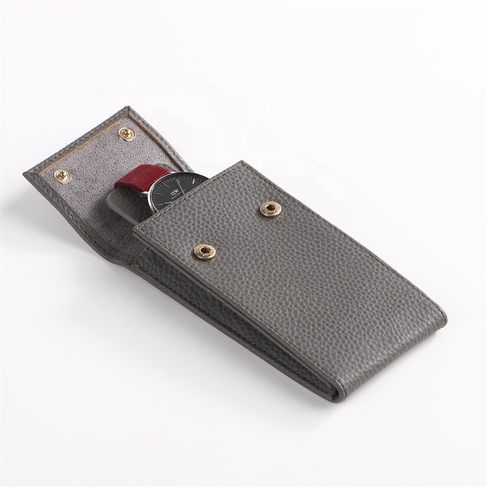 Leather Luxury Customized Snap Watch Display Storage Pouch
