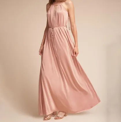 Sleeveless champagne summer girls party summer dress bridesmaid dress 2017