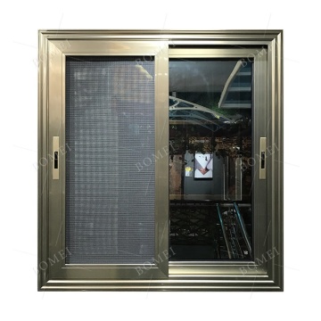 Foshan Aluminum Sliding Wheel Golden Color Balcony Window for Ghana