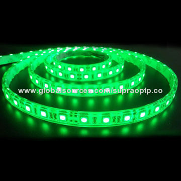 Green Color Flexible LED Strip, 30 Pieces of 3528 SMD LEDs/Meter, Waterproof, 120 Degrees Beam Angle