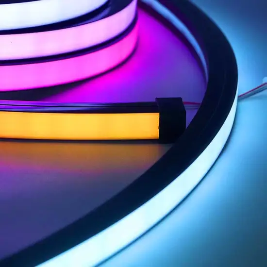 12V/24V Addressable Custom Flexible Waterproof Black Silicone LED RGB Strip Rope Neon Light