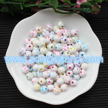 8MM Round Plastic Cartoon Smiling Face Charms