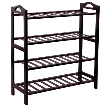 Natural Bamboo 4-Tier Shoe Rack Entryway Shoe Shelf Storage Organizer