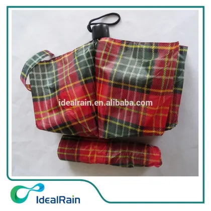 Polyester Red and green plaid umbrella paraguas barato al por mayor
