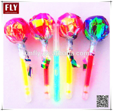 10g fruit Swirl rainbow glow stick ball lollipop candy