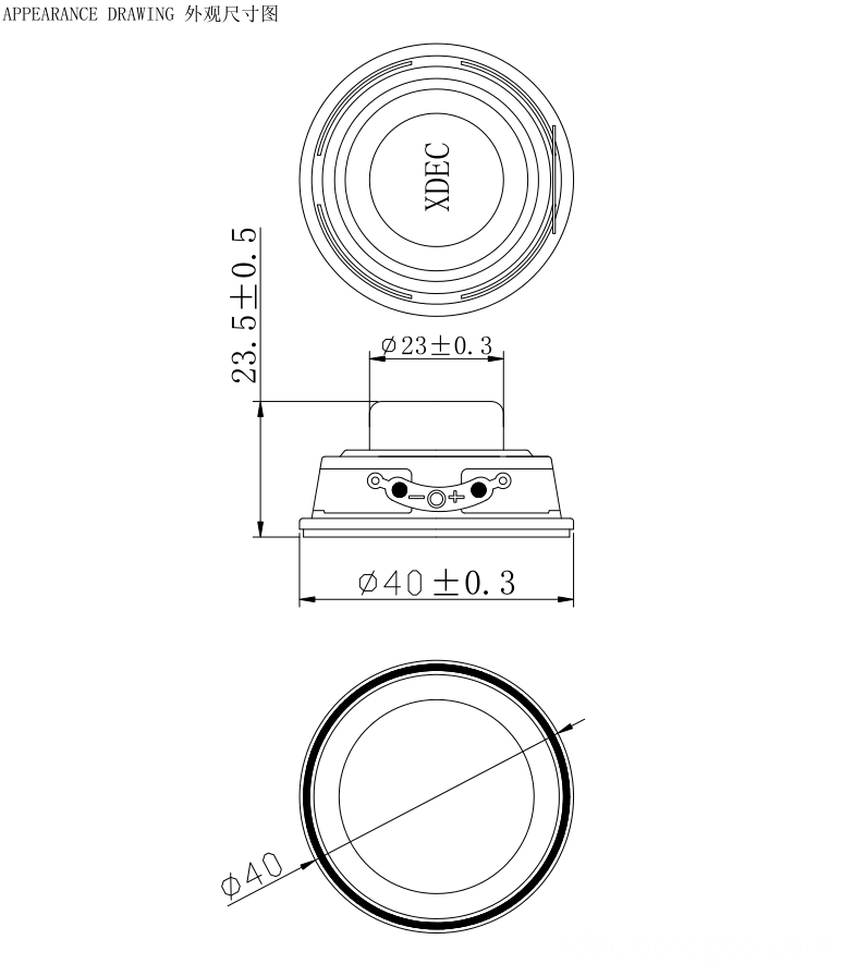 40mm waterproof speaker Dimension