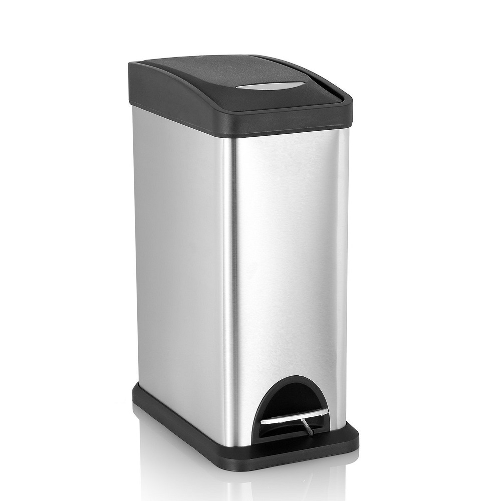 brushed finish steel trash can