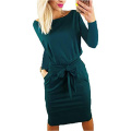 Robe de pull à bodycon tricot ceinturée des femmes