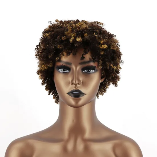 RTS Wholesale Afro Machine Weft Cheap Kinky Indian Ombre 8" 100% Afro Kinky for Black Women Short Curly Human Hair Wig
