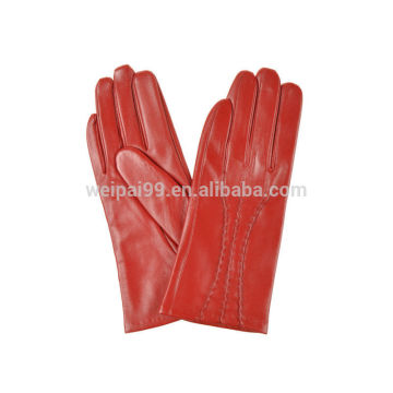 Elegant Ms red sheepskin leather gloves