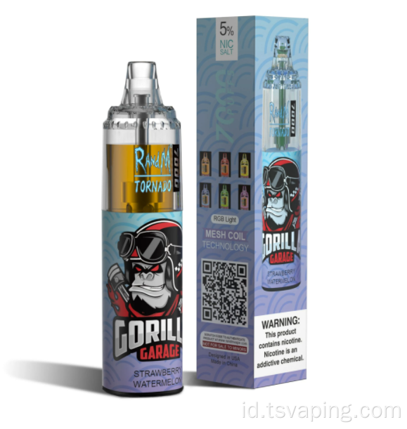 Hot randm tornado 7000 puff vape e-rokok sekali pakai