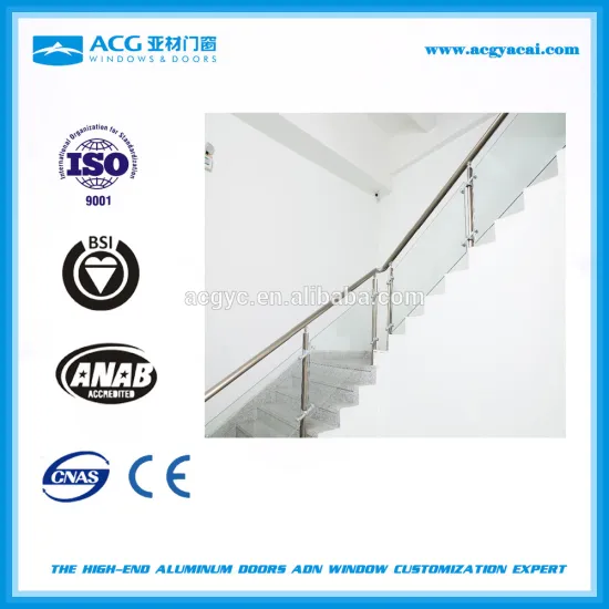 anodized aluminum handrail of staircase profile