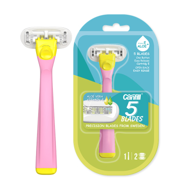 Customizable 5-Blade Women's Shaving Razor with Open Back Design