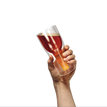 400ml Clear Borosilicate Novelty Upside Down Bottom-up Useful Double Wall Beer Bottle Glass Cup
