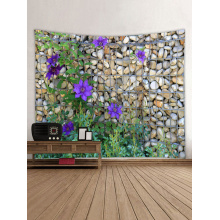 Tapeçaria de parede de paralelepípedos Roxo Flores Tapeçaria Tapeçaria de Poliéster Impressão Tapeçaria para Sala de estar Quarto Casa Decoração do dormitório