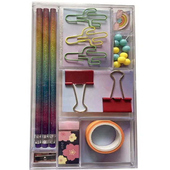 Rainbow Stationary Set: Pens, Push Pins, Paper Clips, and More