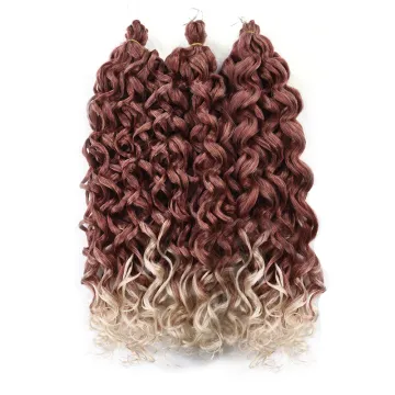 24 inch Ombre Blonde Brown Pink Curly Braids Afro Curl Water Wave Braids Ocean Wave Synthetic Crochet Braiding Hair Extension