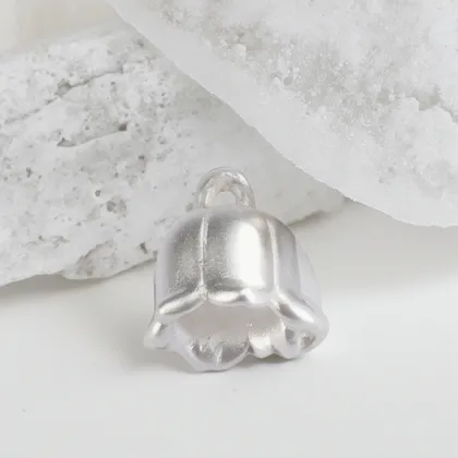 3D Hard Silver 925 Pure Silver Bell Orchid Pendant Necklace with Braided Rope Bracelet