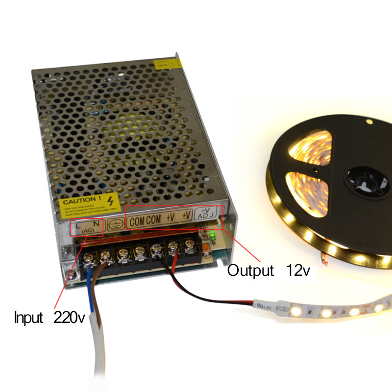 AC 220 V TO DC 12 V 1.25A 2A 3A 5A 10A 15A 20A 30A 50A Switching Power Supply Light Transformer for 5050 3014 2835 Led Strip